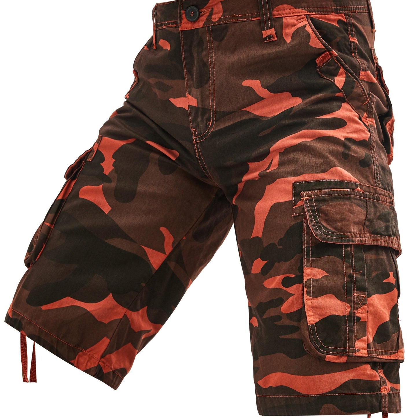 Men's 100% Cotton Camo Cargo Shorts, Denim Style, Non-Stretch Woven Fabric, Regular Fit with Pockets, Ideal for Hiking & Outdoor Activities, Spring/Summer/Fall Collection, Casual Wear|Rugged Outdoor Look|Woven Fabric Shorts,