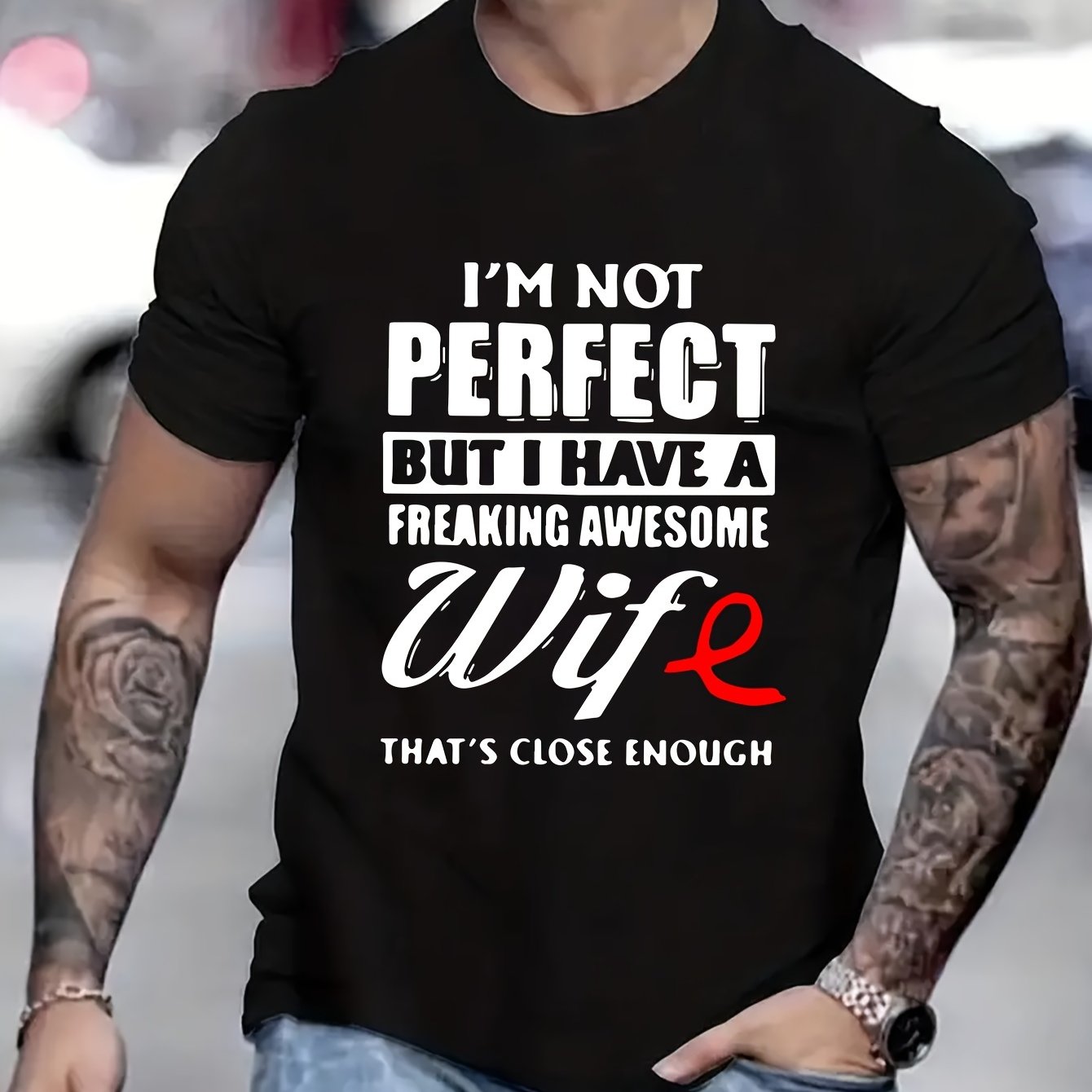 Letter Printed T-Shirt - Relaxed Casual Style with Slightly Elastic Fabric and Classic Round Neck Design - Perfect for Men in Summer and Autumn