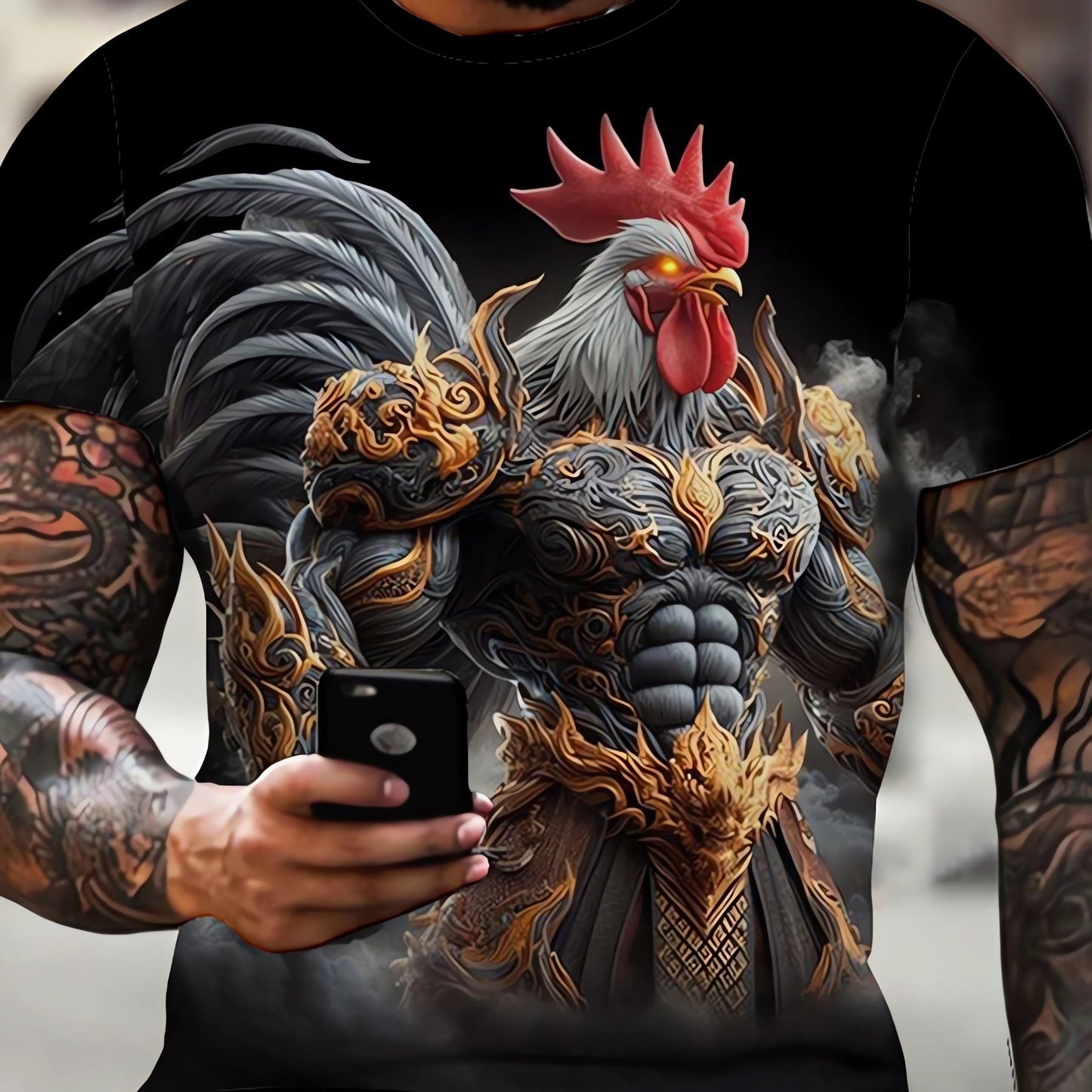 Men's Plus Size Street Style 3D Printed T-Shirt - Comfortable Polyester Blend, Round Neck, Short Sleeve for Summer Sports, PLUS SIZE