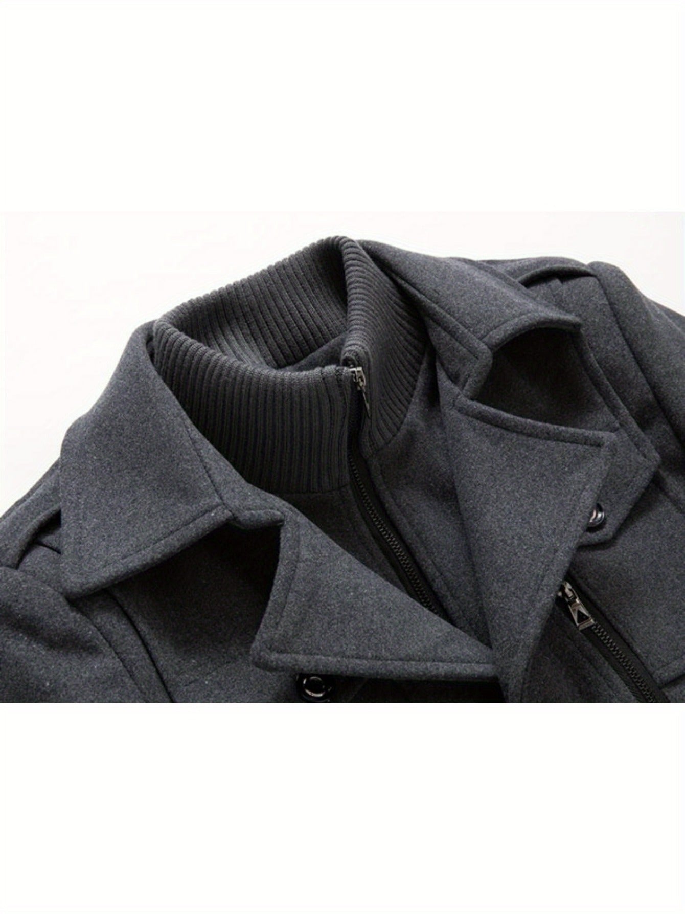 Men's Business Woolen Coat Fashion Double Collar Mid-length Woolen Jacket For Autumn/ Winter