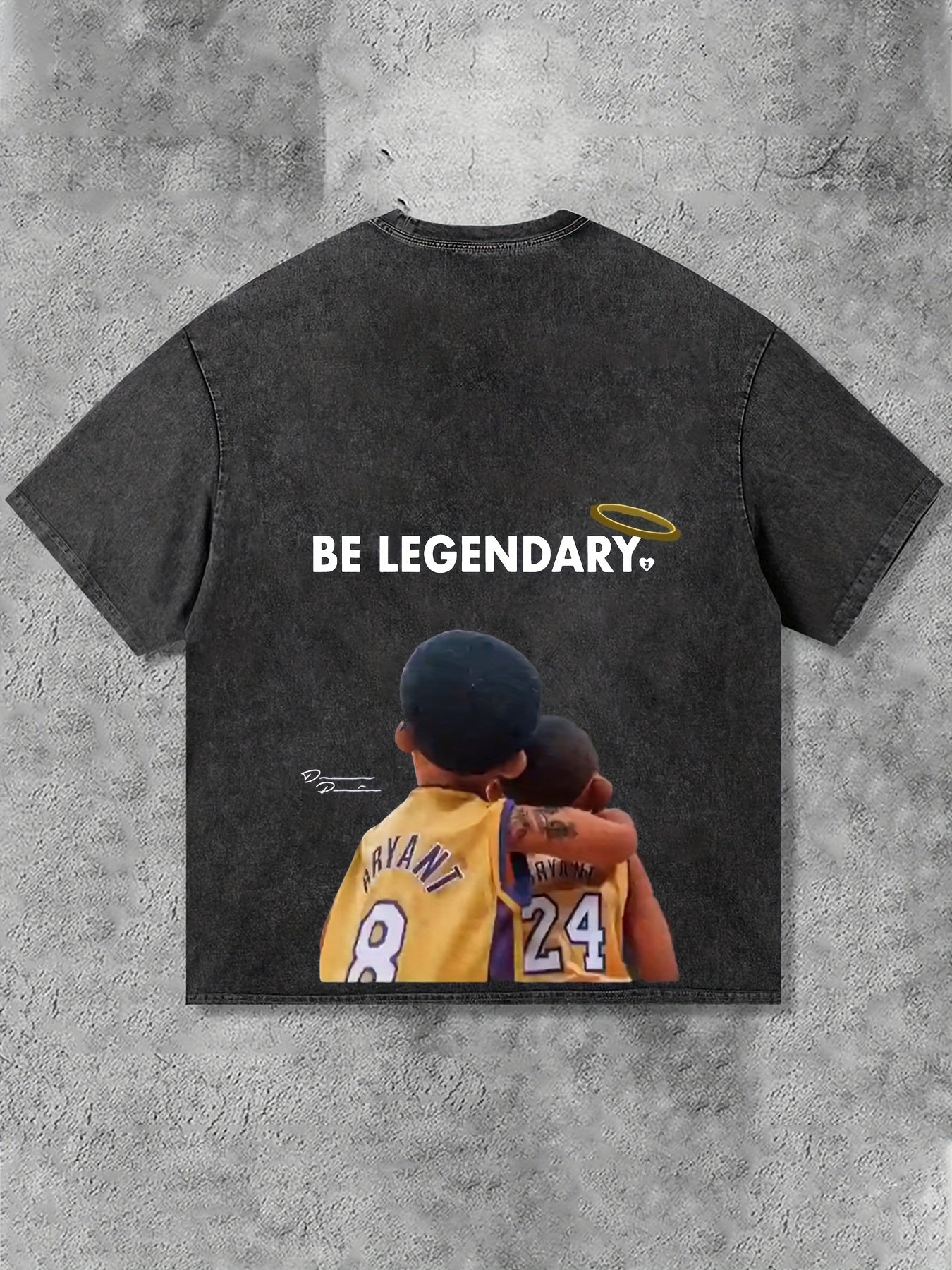 Men's Old Washed Snowflake Shirt "BE LEGENDARY" Printed T-shirt - Micro-elastic Cotton Fabric, Loose Version, Casual Daily Style, Suitable For Spring And Summer