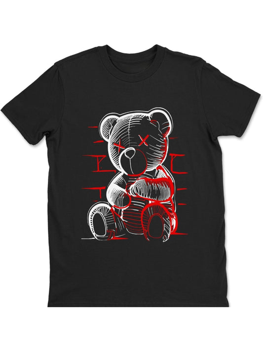 Graphic Tees Neon Bear Design Printed T-Shirt