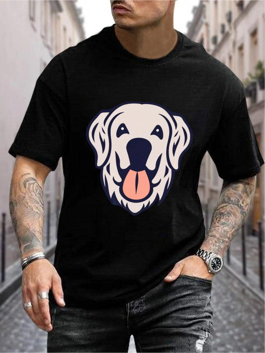 Golden retriever printed T-shirt, men's T-shirt, summer casual short sleeve t-shirt