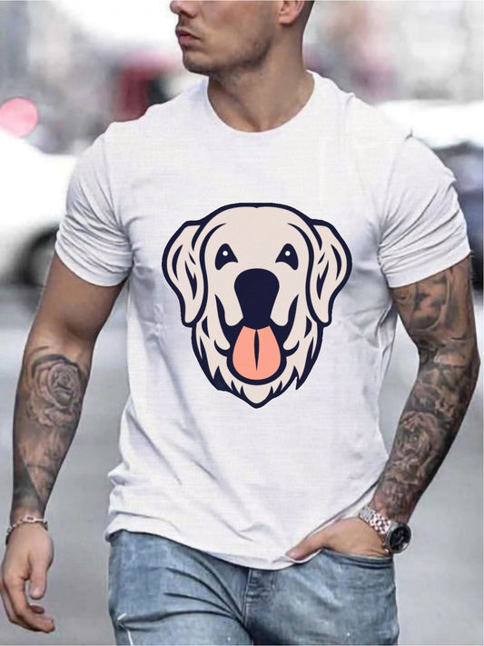 Golden retriever printed T-shirt, men's T-shirt, summer casual short sleeve t-shirt