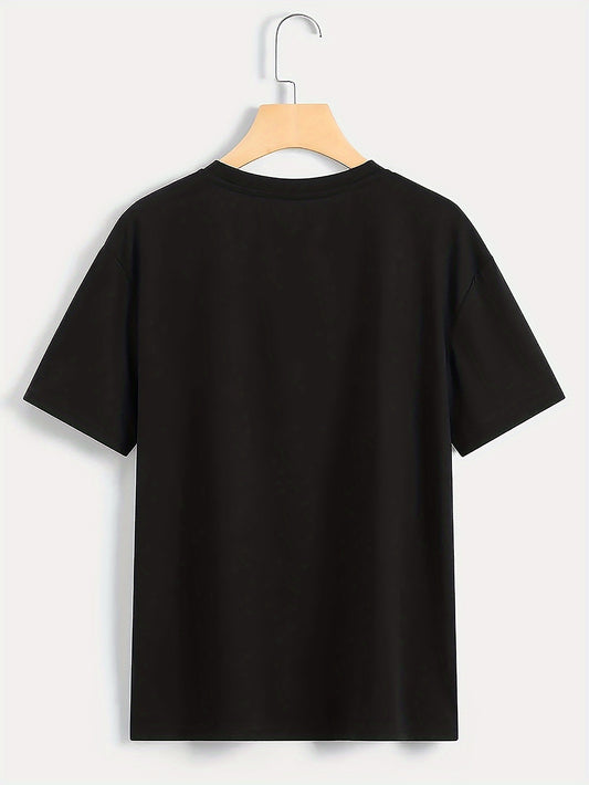 1 pc, 100% cotton T-shirt, Mens Trendy Letter-printed T-Shirt - Short-Sleeve Crew Neck Casual Top - Lightweight & Comfortable for Spring/ Summer Wear
