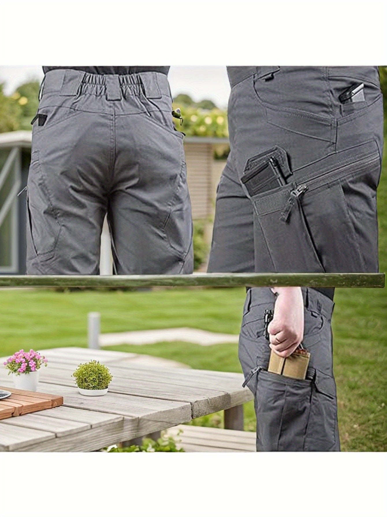 3pc, Men's Waterproof Tactical Shorts Outdoor Cargo Shorts, Lightweight Quick Dry Breathable Hiking Fishing Cargo Shorts