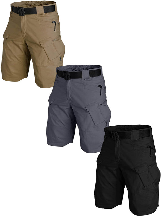 3pc, Men's Waterproof Tactical Shorts Outdoor Cargo Shorts, Lightweight Quick Dry Breathable Hiking Fishing Cargo Shorts