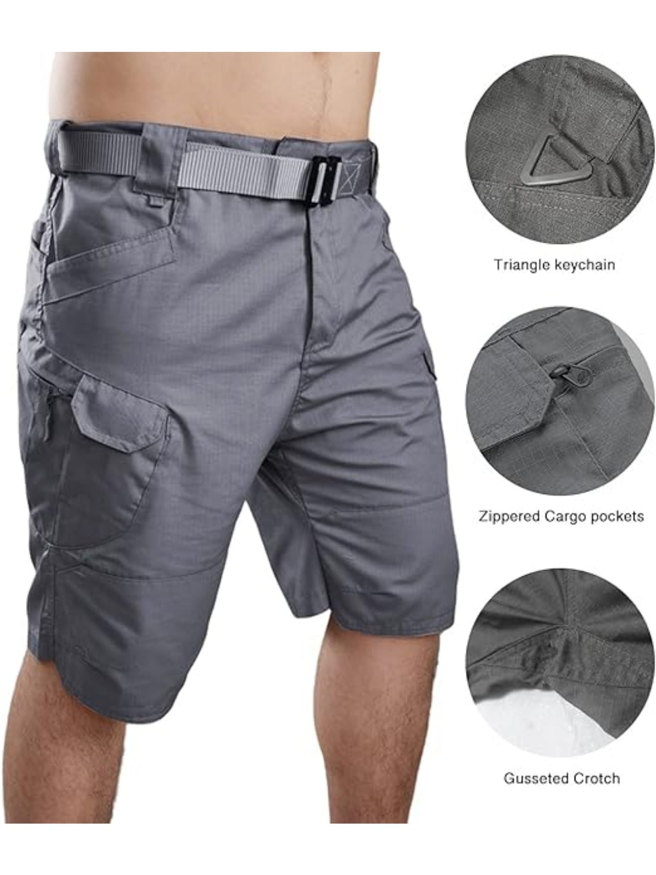 3pc, Men's Waterproof Tactical Shorts Outdoor Cargo Shorts, Lightweight Quick Dry Breathable Hiking Fishing Cargo Shorts