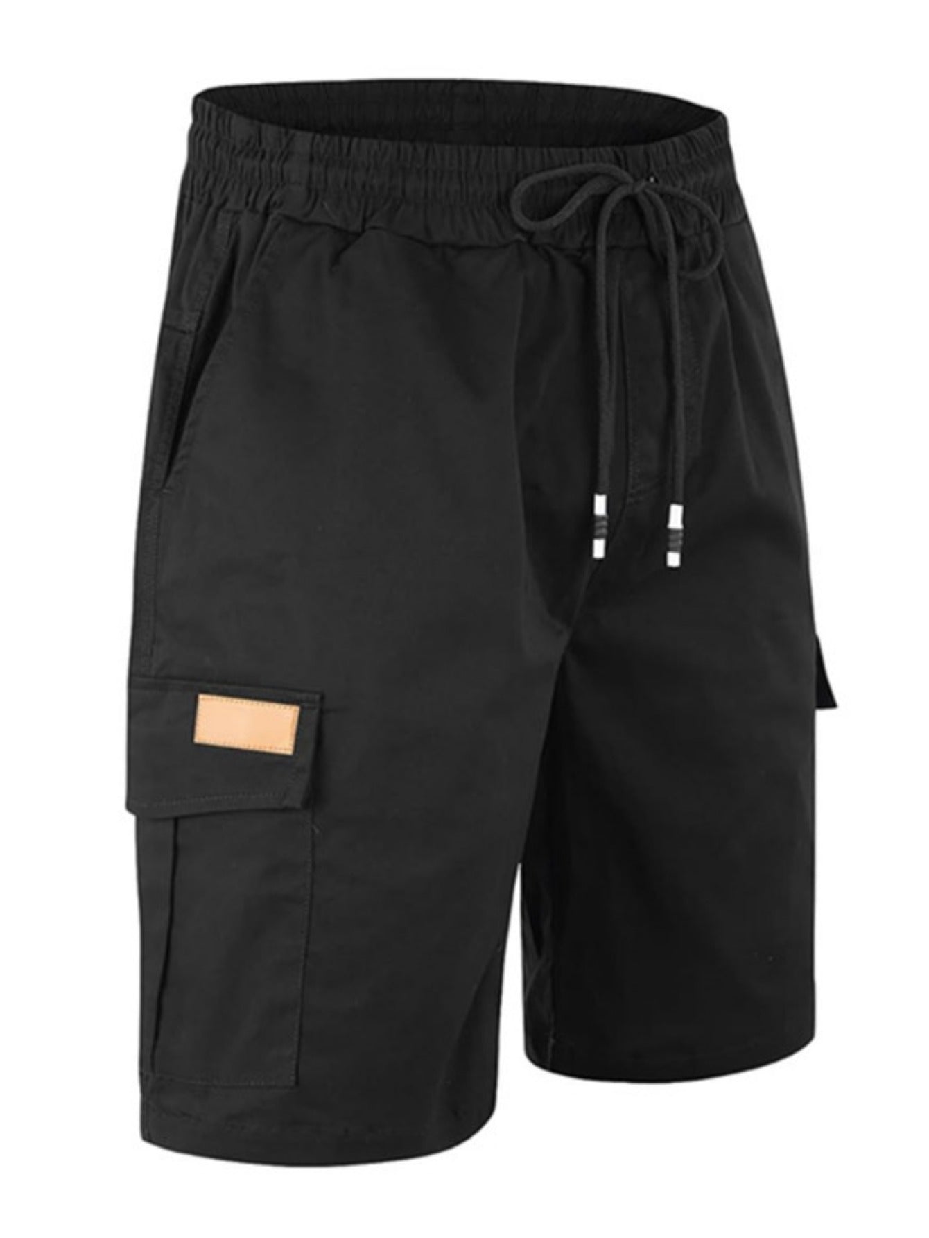 4 Pcs Men's Casual Cargo Shorts Elastic Drawstring Cotton Stretch Multiple Pockets Cargo Short