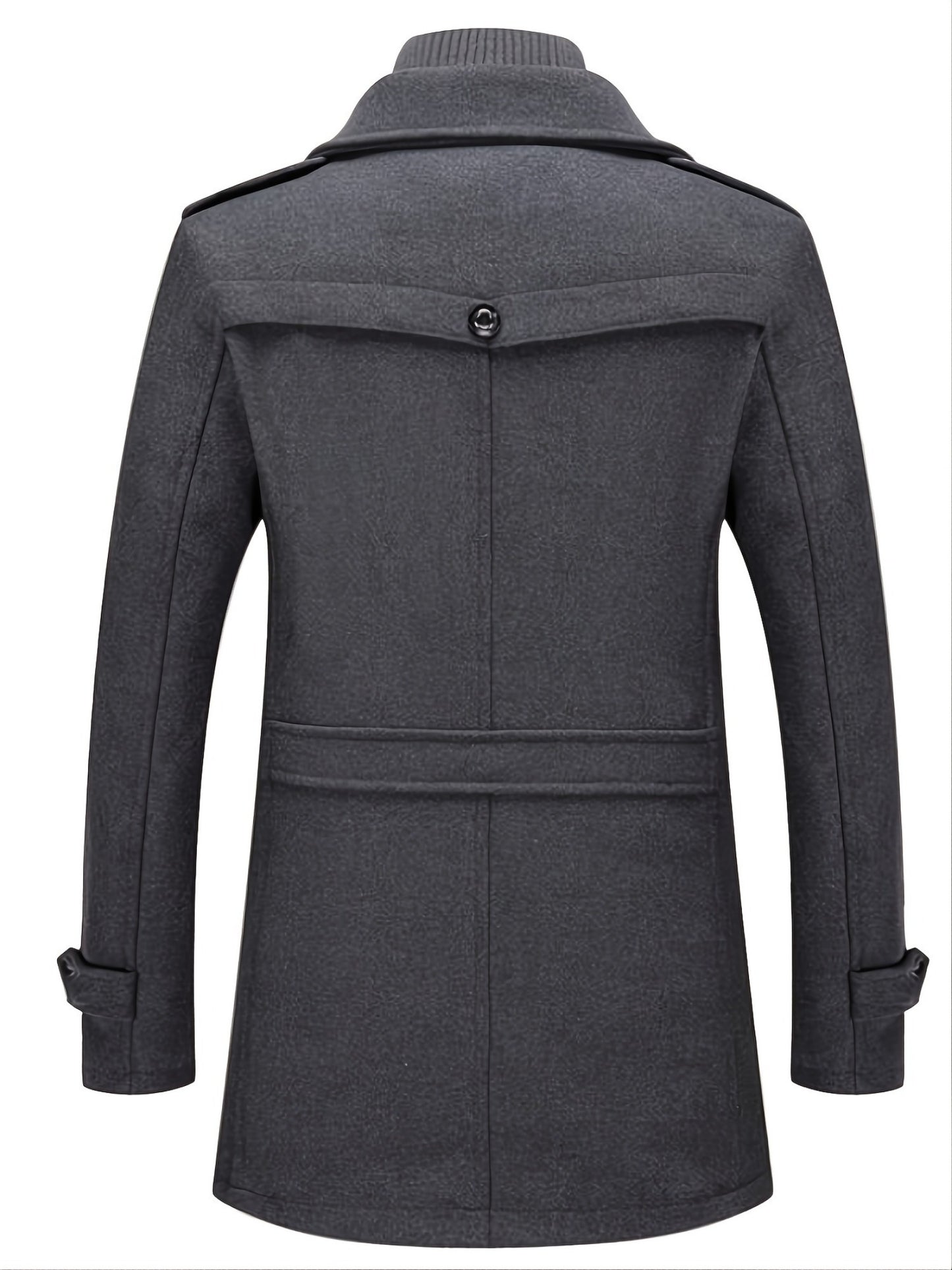 Men'S Business Woolen Coat Fashion Double Collar Mid-length Woolen Jacket For Autumn/ Winter