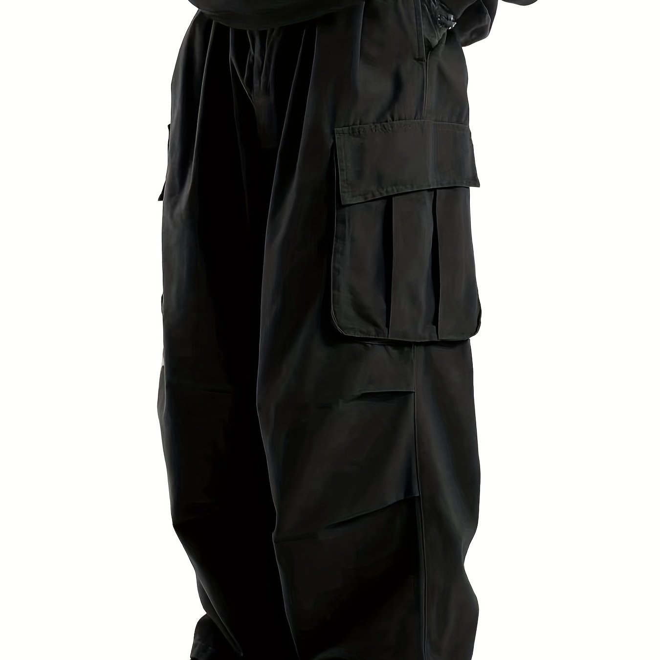 Loose Casual Men's Straight Leg Cargo Pants - Solid Multi Flap Pockets Outdoor Baggy Pants - Work Pants Streetwear