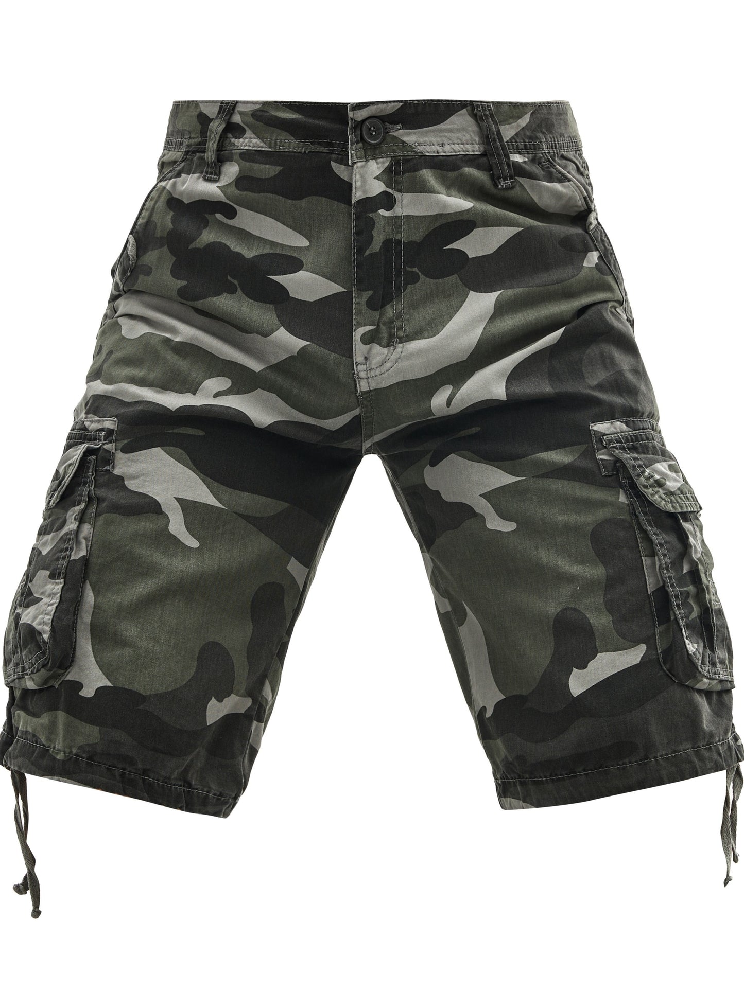 Men's 100% Cotton Camo Cargo Shorts, Denim Style, Non-Stretch Woven Fabric, Regular Fit with Pockets, Ideal for Hiking & Outdoor Activities, Spring/Summer/Fall Collection, Casual Wear|Rugged Outdoor Look|Woven Fabric Shorts,