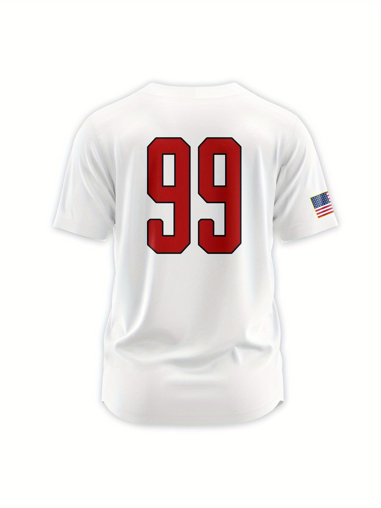 Patriotic Pride | Men's Classic White USA Baseball Jersey with American Flag Embroidery, Breathable Nylon-Spandex Blend, Button-Up Sports Uniform for Fans, Perfect Gift for All Seasons