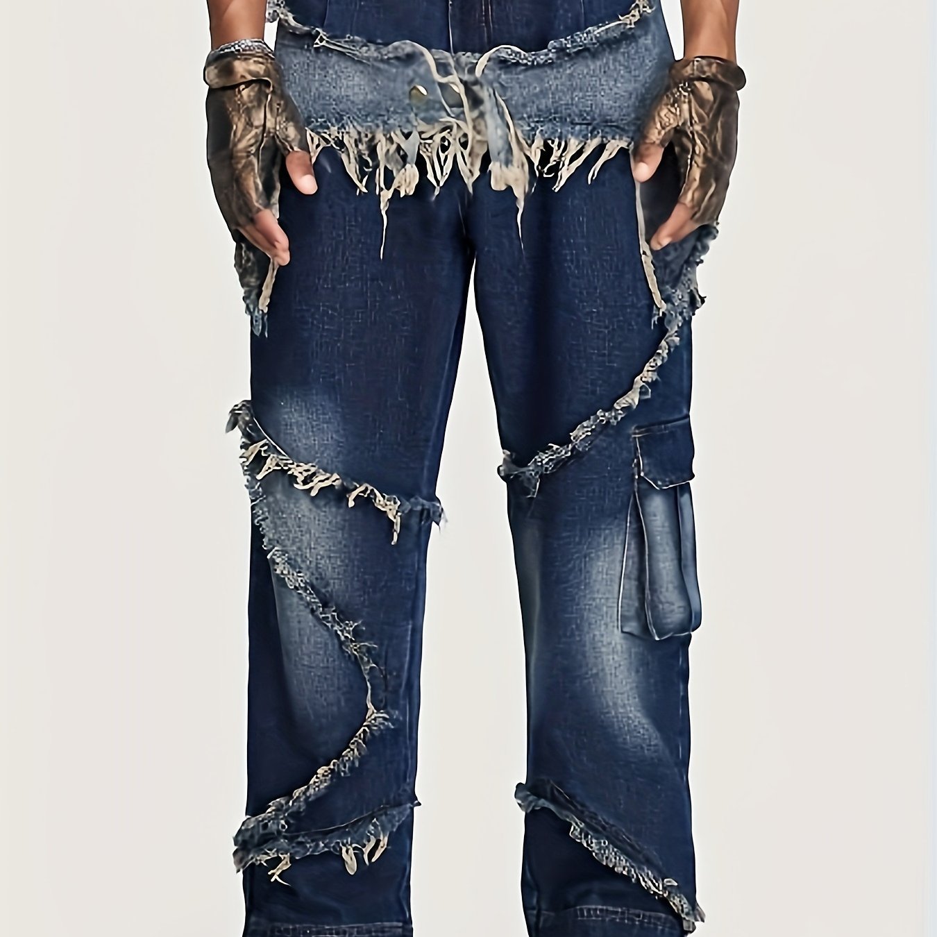 YASUYUAN Men's Comfort-Fit Jeans - Relaxed Streetwear Denim with Raw Edge, Versatile Baggy Pants for Everyday Cool
