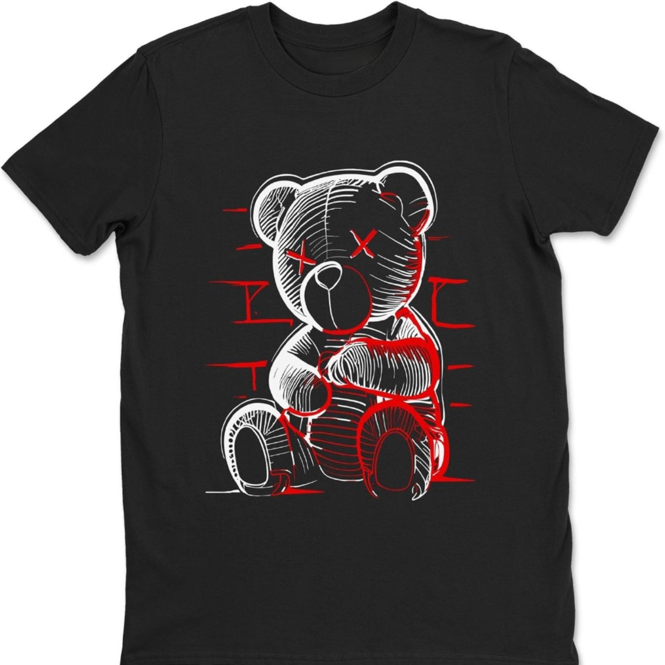 Graphic Tees Neon Bear Design Printed T-Shirt