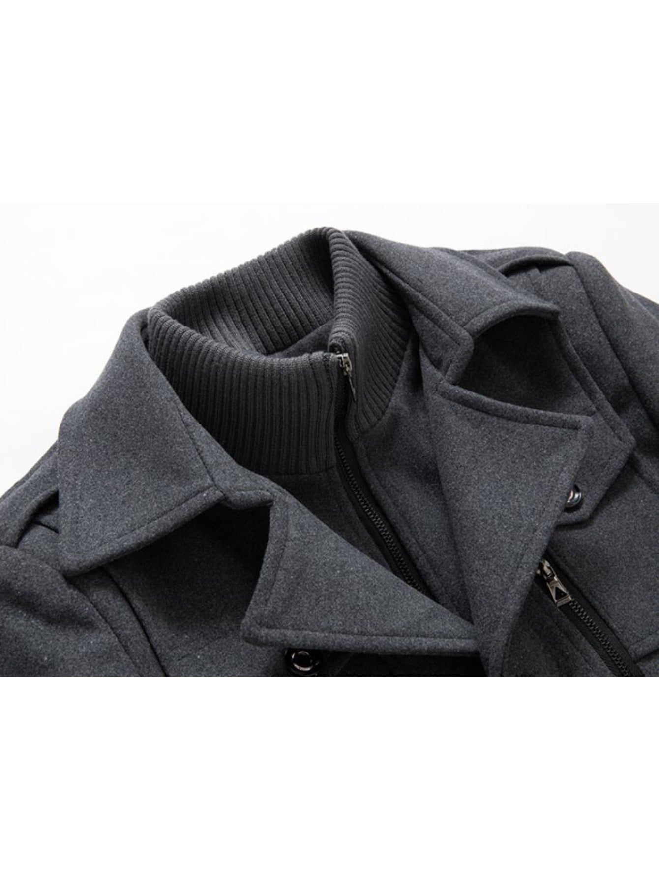 Men's Business Woolen Coat Fashion Double Collar Mid-length Woolen Jacket For Autumn/ Winter