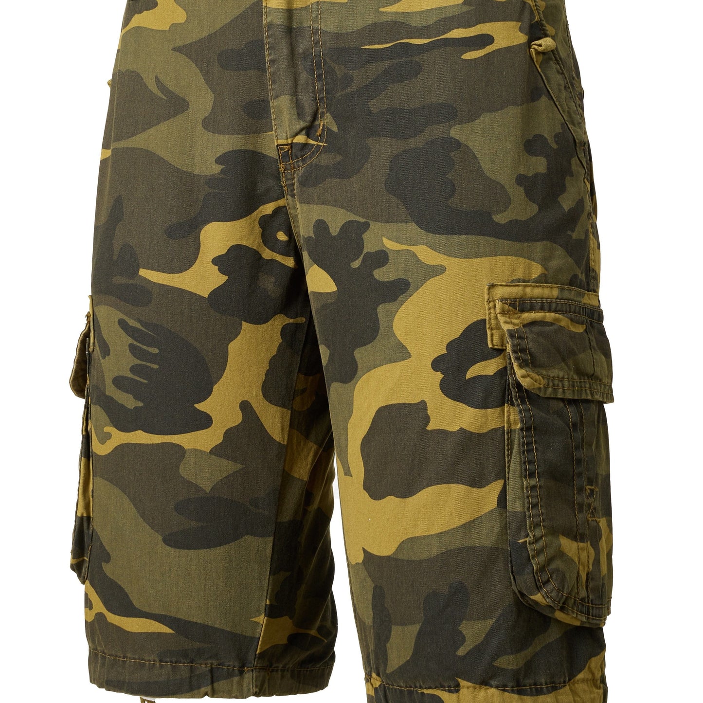 Men's Casual Camouflage Pattern Cargo Shorts, Chic Cotton Outdoor Shorts For Summer Hiking, Bermuda Shorts