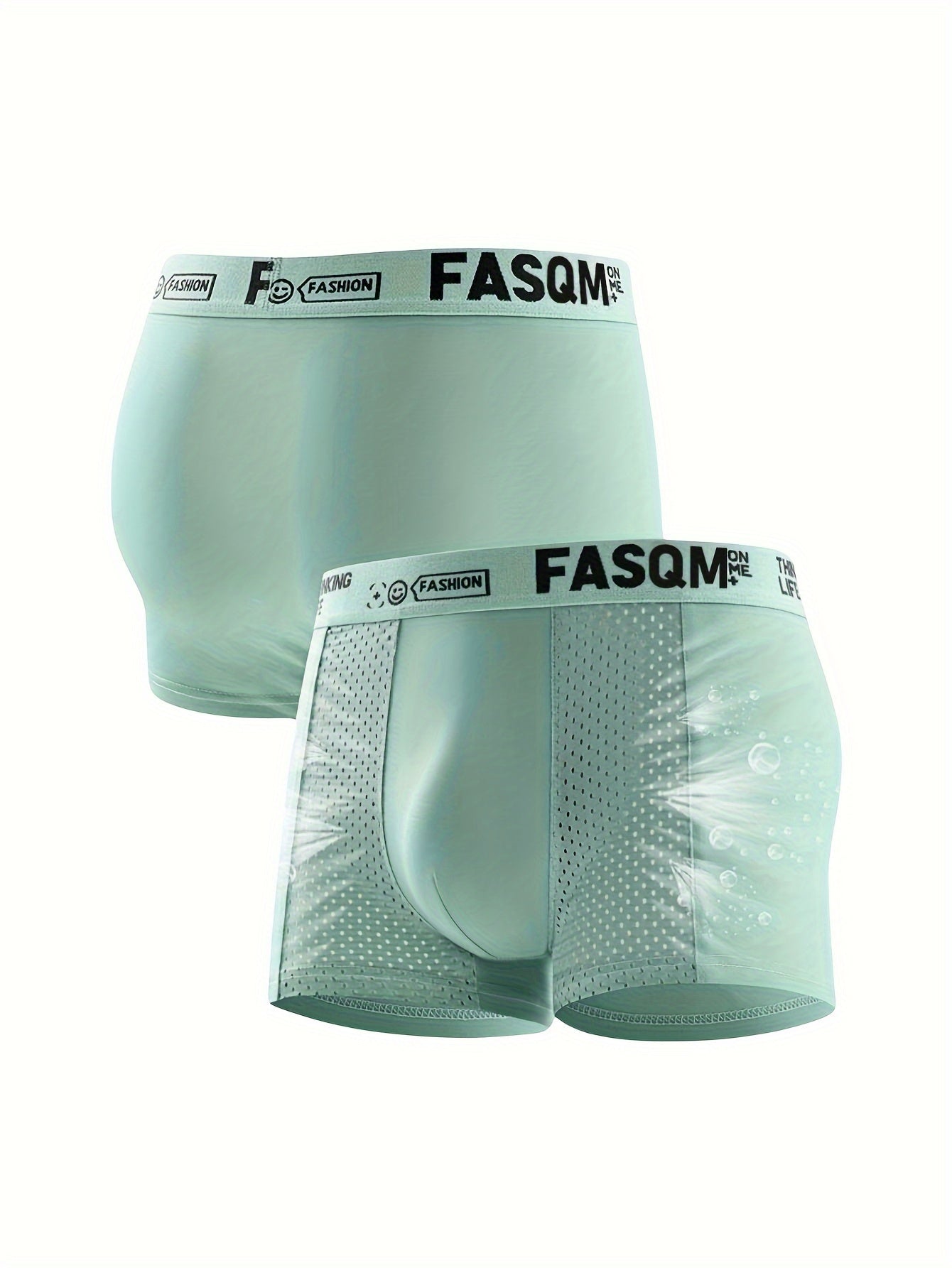 3pcs Men's Ice Silk Cool Soft Comfy Boxers Briefs Underwear, Mesh Patch Breathable Comfy Stretchy Trunks, Men's Casual Plain Color Underwear