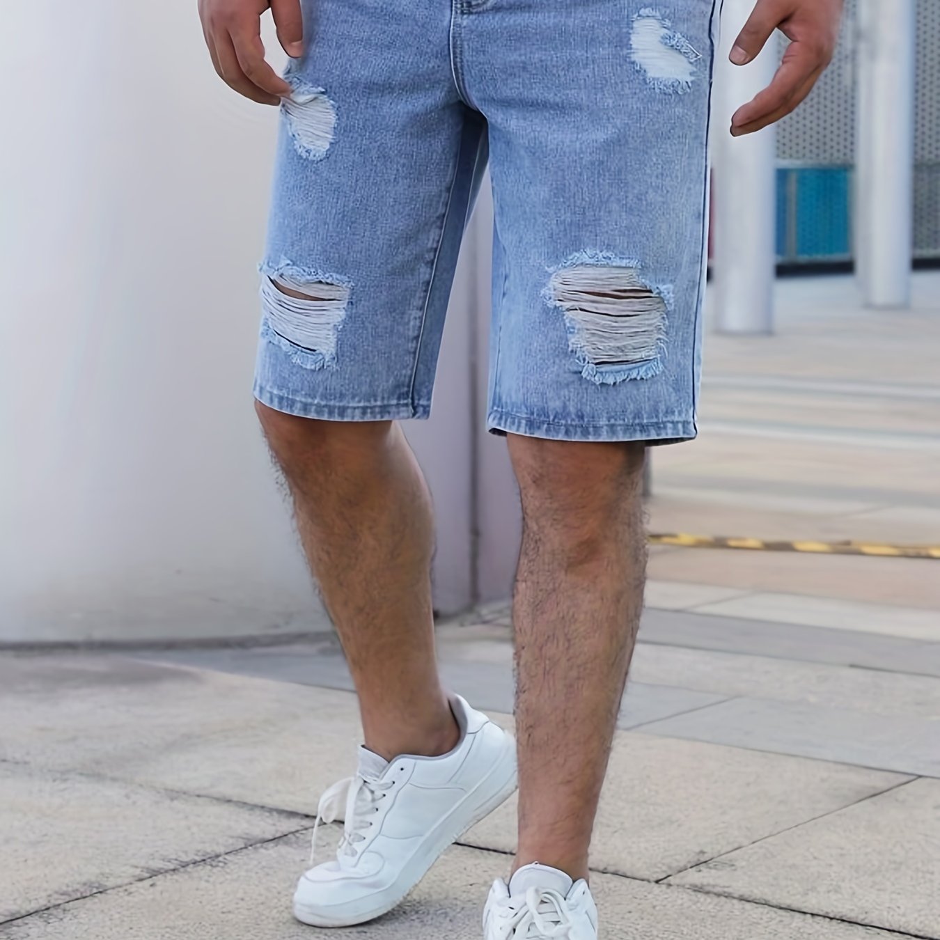 Stylish Men's Ripped Denim Shorts for Spring and Summer - Comfortable and Durable