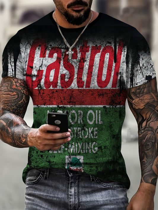 Motorcycle rider 3D digital pattern printed T-shirt, casual street style T-shirt, short-sleeved comfortable pullover, suitable for men's summer clothing