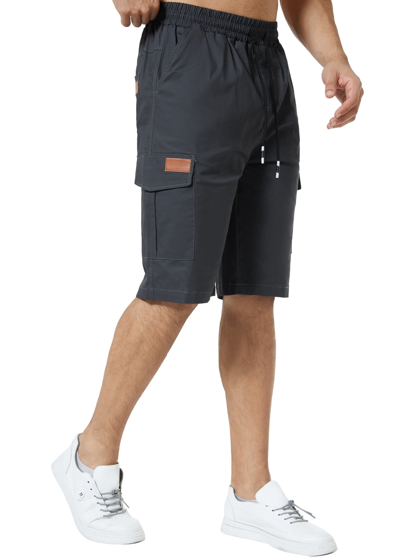 3pcs Mens Cargo Shorts Flap Pockets Drawstring Shorts With 6 Pockets Workout Golf Casual Shorts