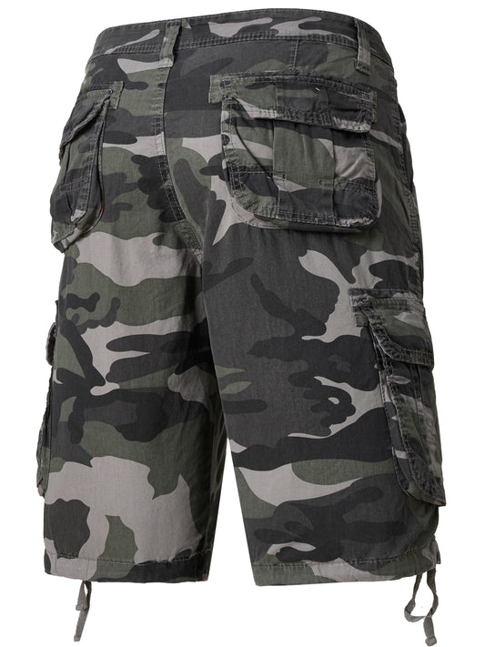 Men's Casual Camouflage Pattern Cargo Shorts, Chic Cotton Outdoor Shorts For Summer Hiking, Bermuda Shorts