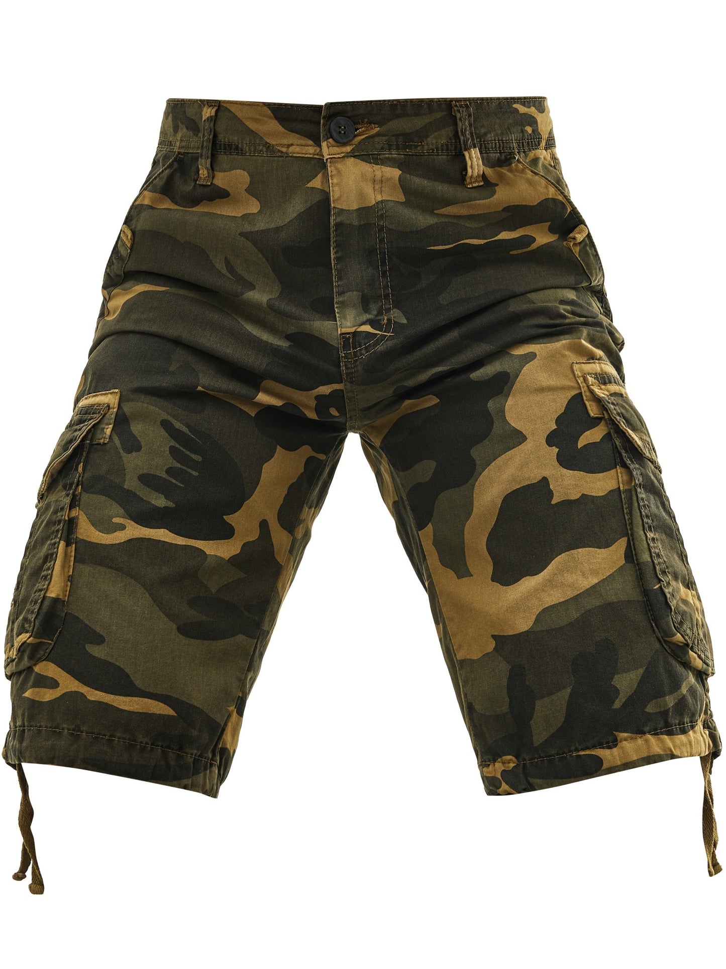 Men's 100% Cotton Camo Cargo Shorts, Denim Style, Non-Stretch Woven Fabric, Regular Fit with Pockets, Ideal for Hiking & Outdoor Activities, Spring/Summer/Fall Collection, Casual Wear|Rugged Outdoor Look|Woven Fabric Shorts,