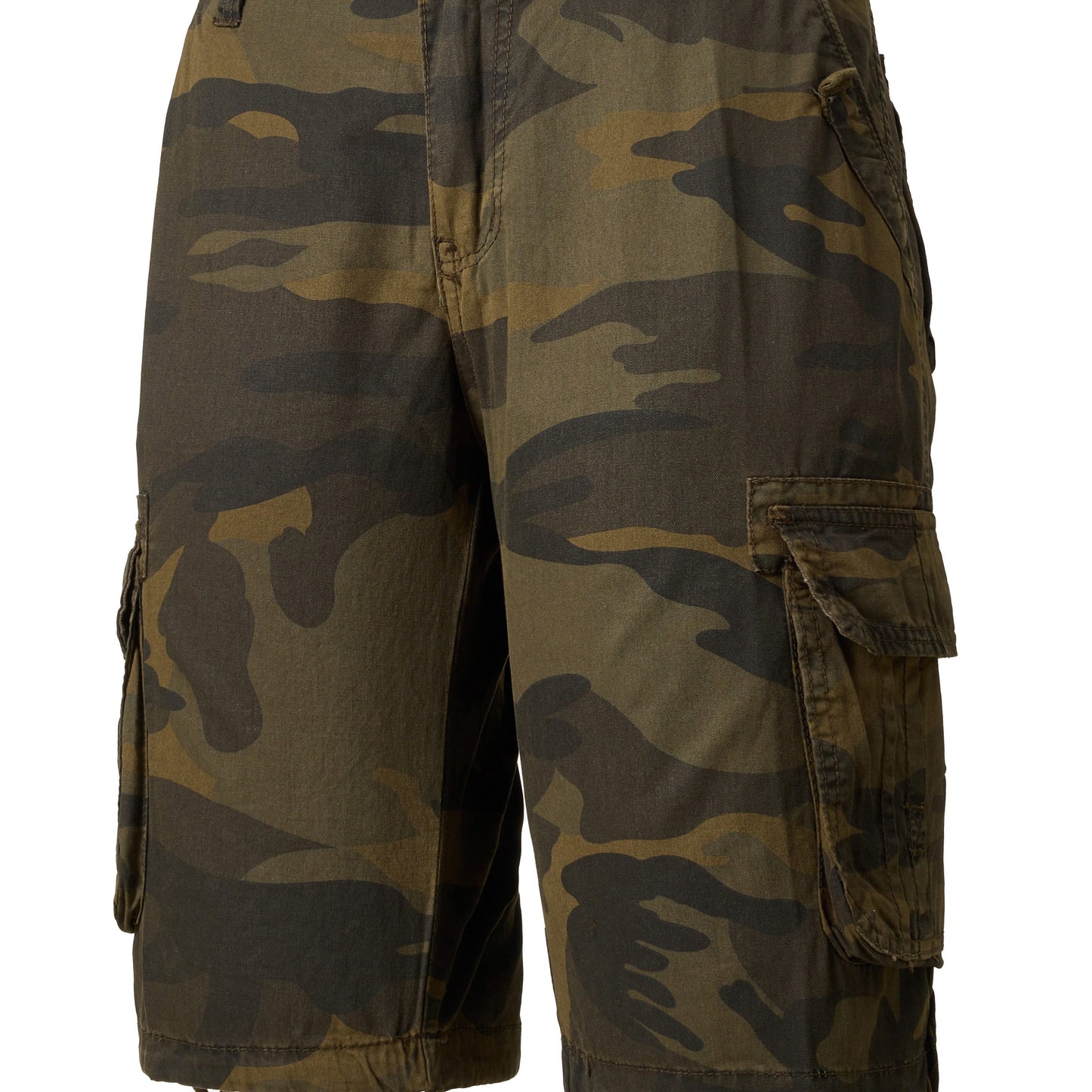 Men's Casual Camouflage Pattern Cargo Shorts, Chic Cotton Outdoor Shorts For Summer Hiking, Bermuda Shorts