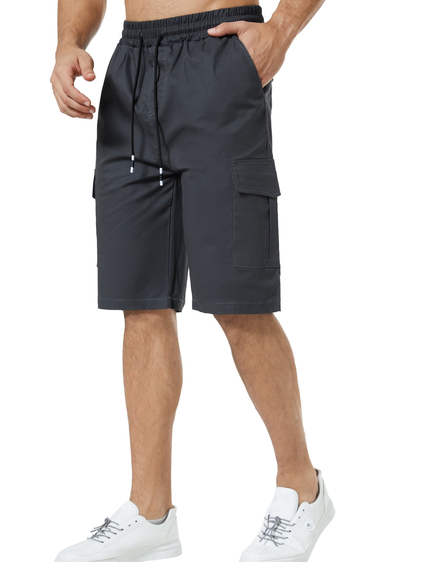 3pcs Mens Cargo Shorts Flap Pockets Drawstring Shorts With 6 Pockets Workout Golf Casual Shorts