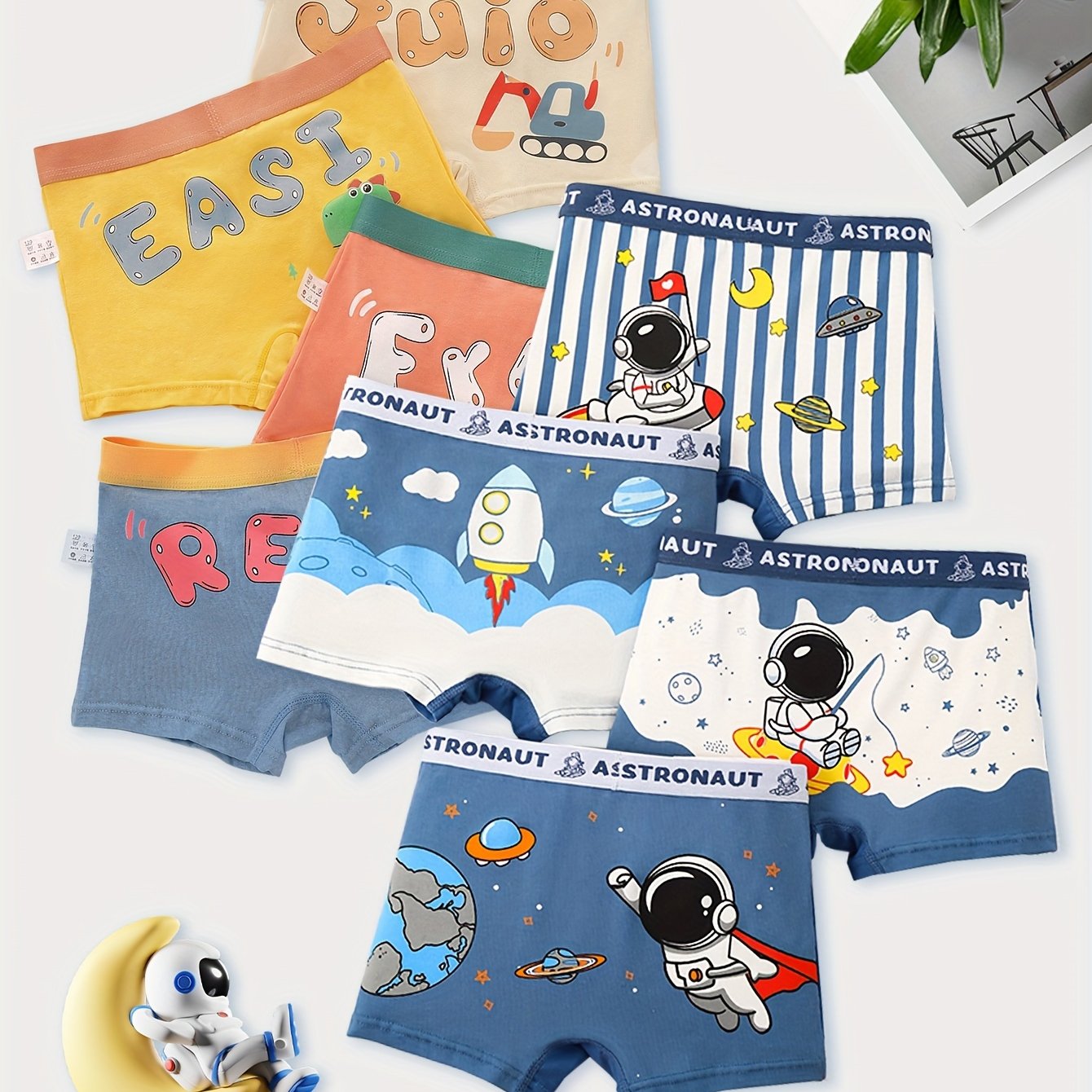 8pcs Toddler Boys Underwear Soft Breathable Cartoon Random Pattern Comfy Boxers Briefs