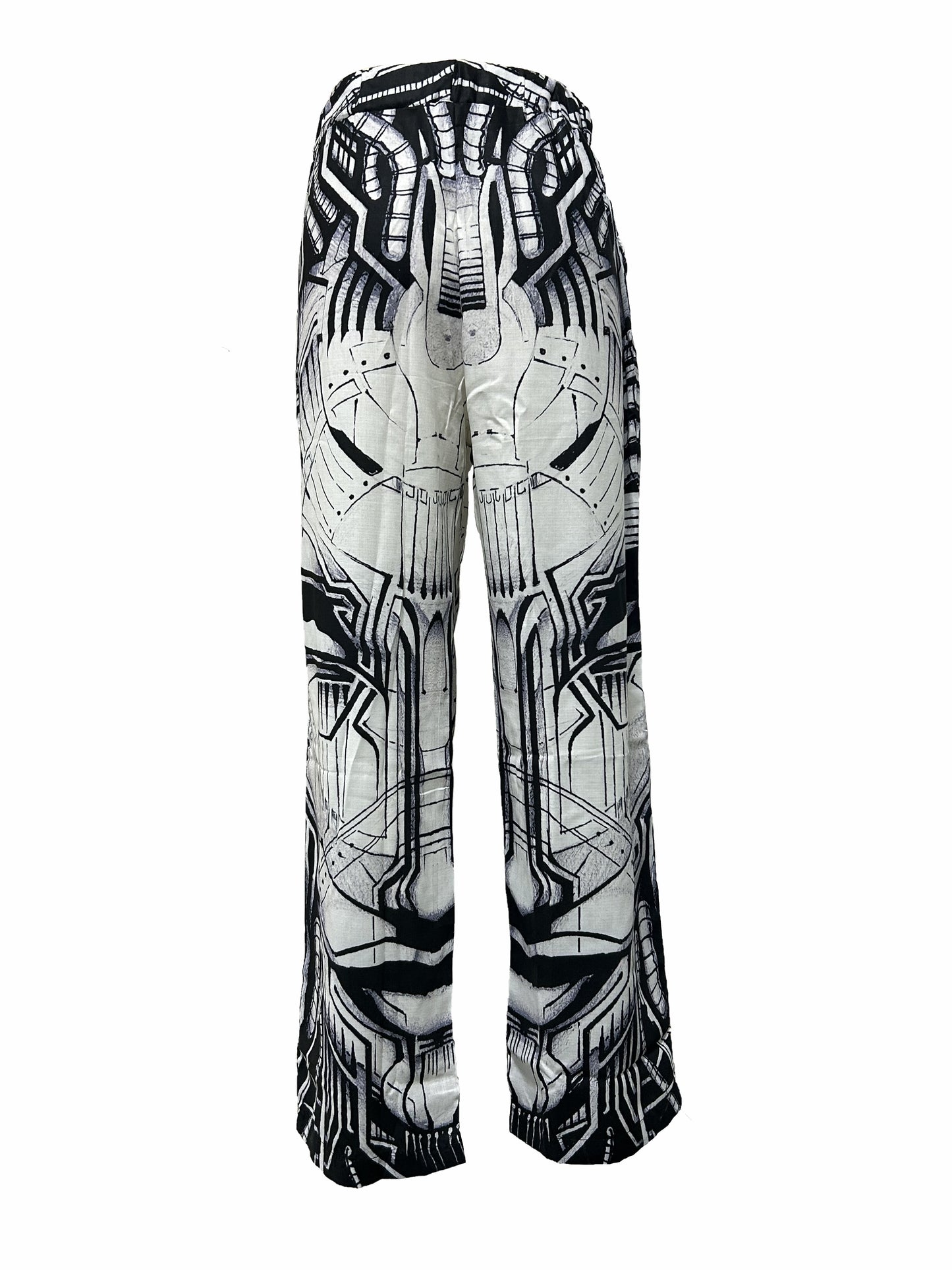 Men's Drawstring Wide Leg Pants Beach Pant Trendy Pattern Casual Baggy Pants Yoga Trousers Streetwear Hiphop Rapper Style, Fluid Pants