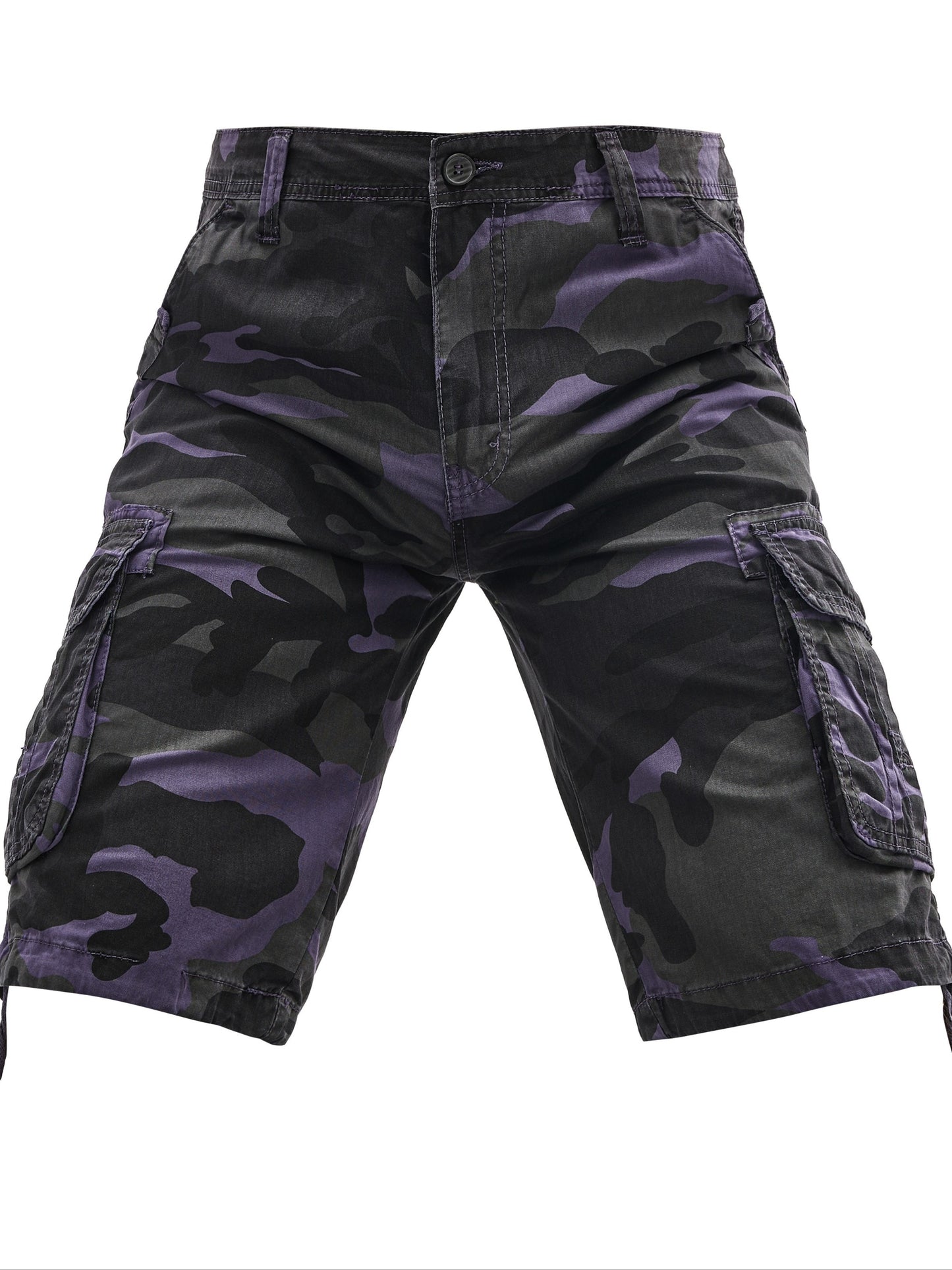 Men's 100% Cotton Camo Cargo Shorts, Denim Style, Non-Stretch Woven Fabric, Regular Fit with Pockets, Ideal for Hiking & Outdoor Activities, Spring/Summer/Fall Collection, Casual Wear|Rugged Outdoor Look|Woven Fabric Shorts,