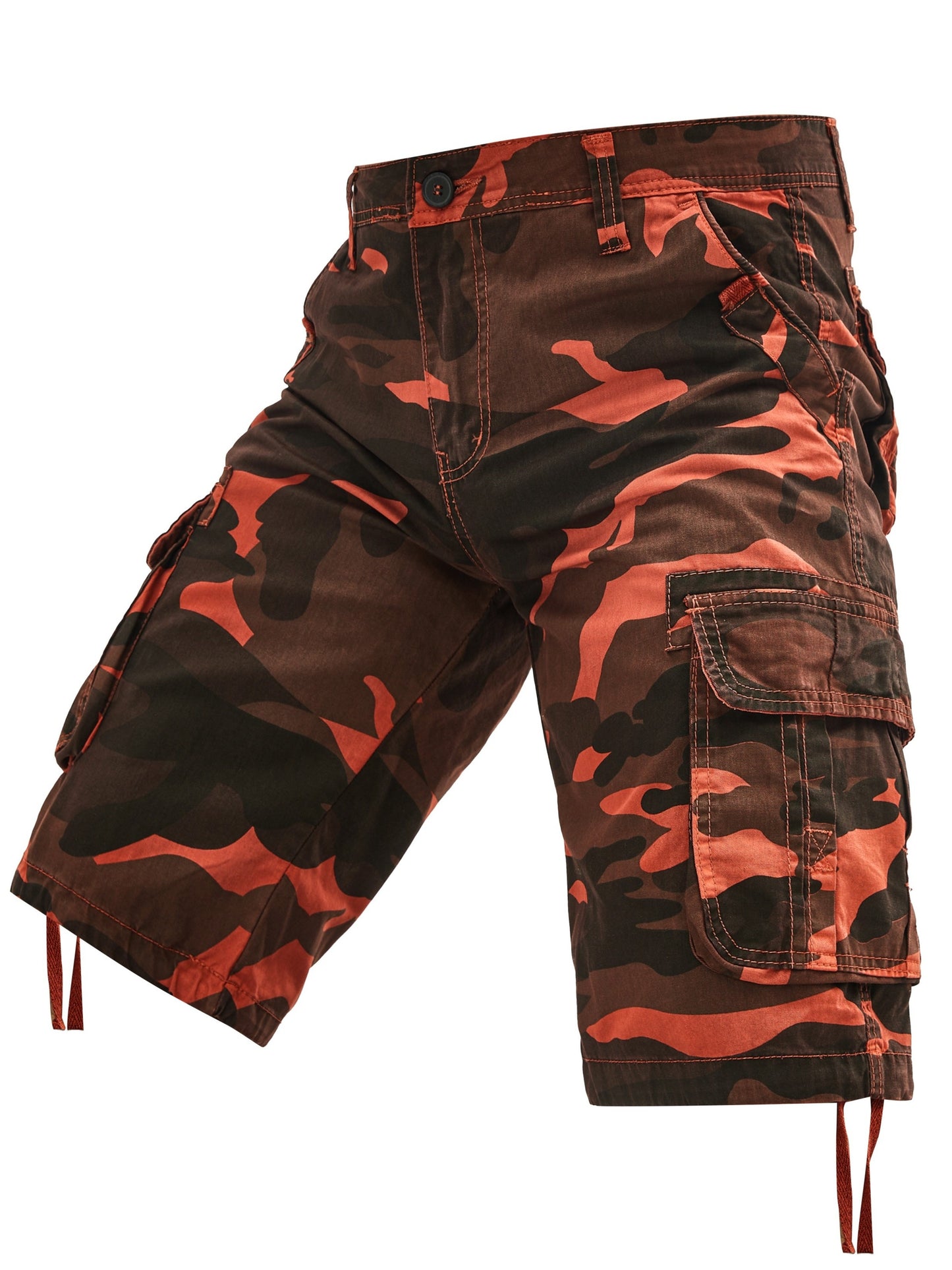 Men's 100% Cotton Camo Cargo Shorts, Denim Style, Non-Stretch Woven Fabric, Regular Fit with Pockets, Ideal for Hiking & Outdoor Activities, Spring/Summer/Fall Collection, Casual Wear|Rugged Outdoor Look|Woven Fabric Shorts,