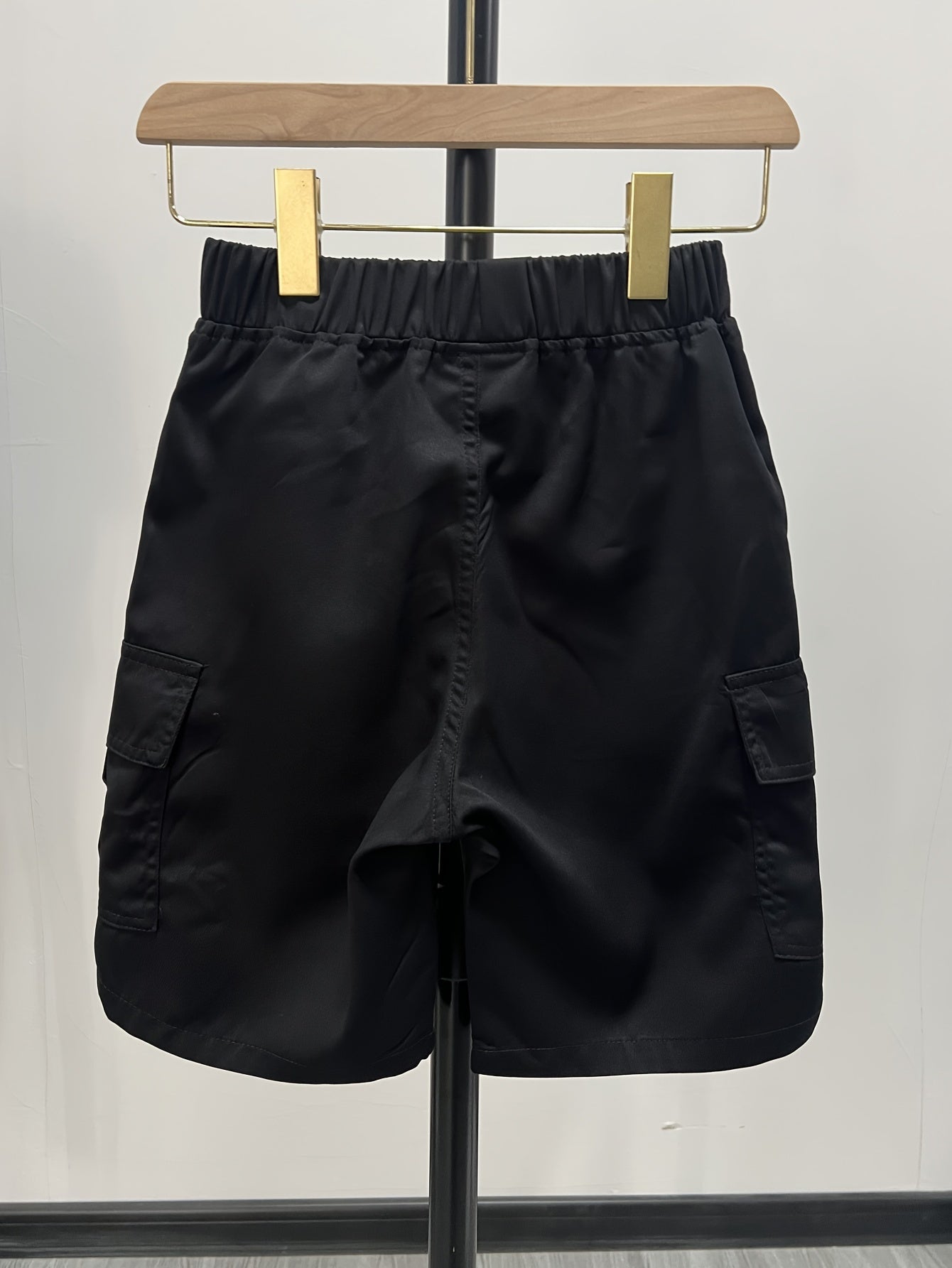 2-pack Boys Loose Fit Cargo Shorts With Pockets, Solid Color Shorts For Spring/Summer/Fall