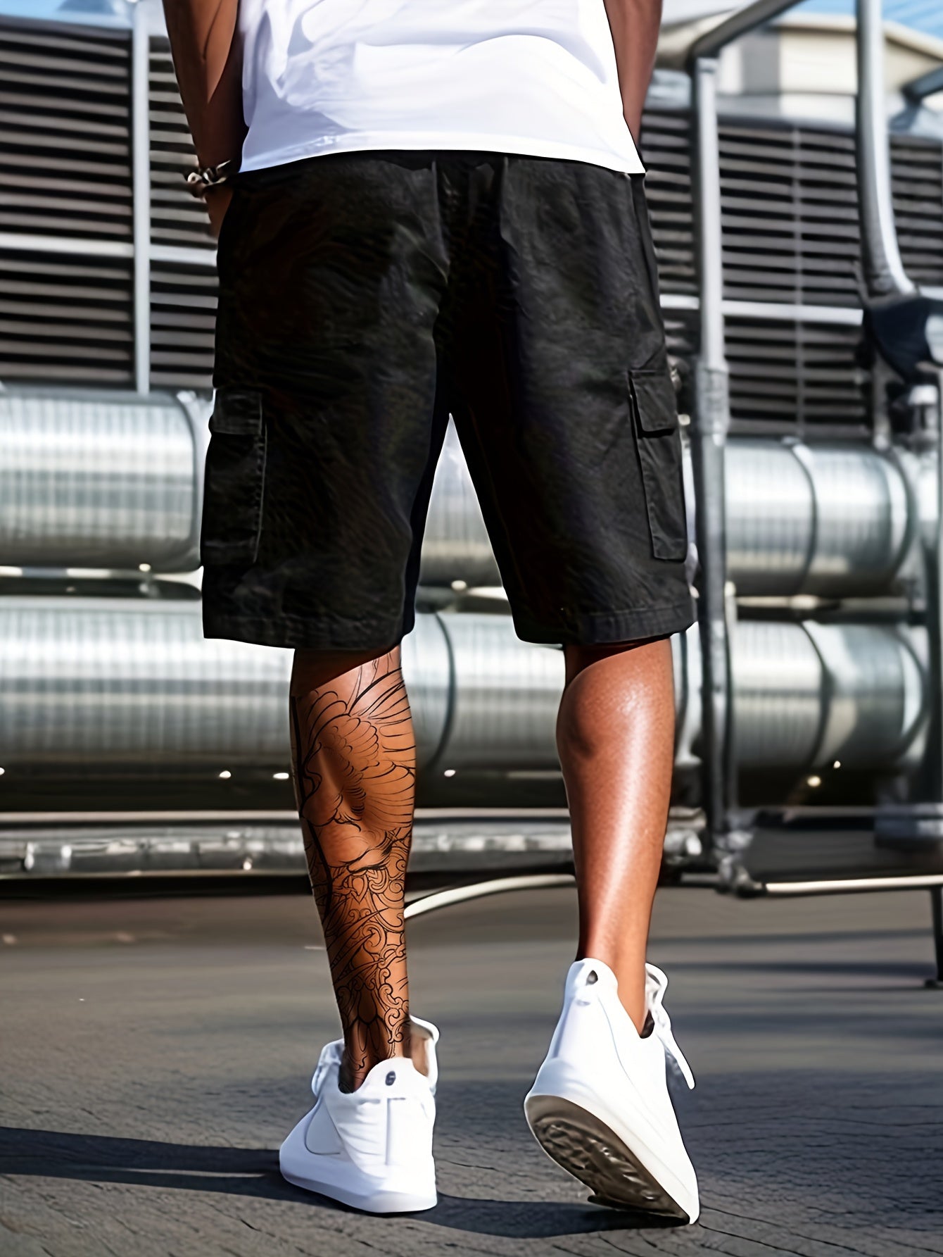 Chic Cargo Shorts, Men's Casual Multi Pocket Cargo Shorts For Summer Outdoor Activities, Bermuda Shorts