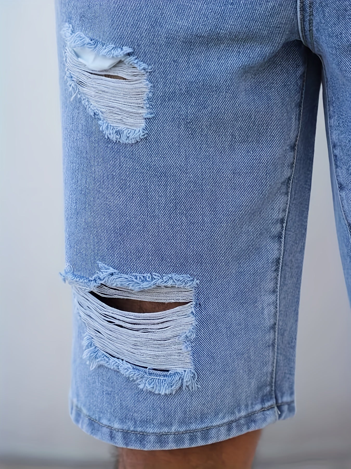 Stylish Men's Ripped Denim Shorts for Spring and Summer - Comfortable and Durable