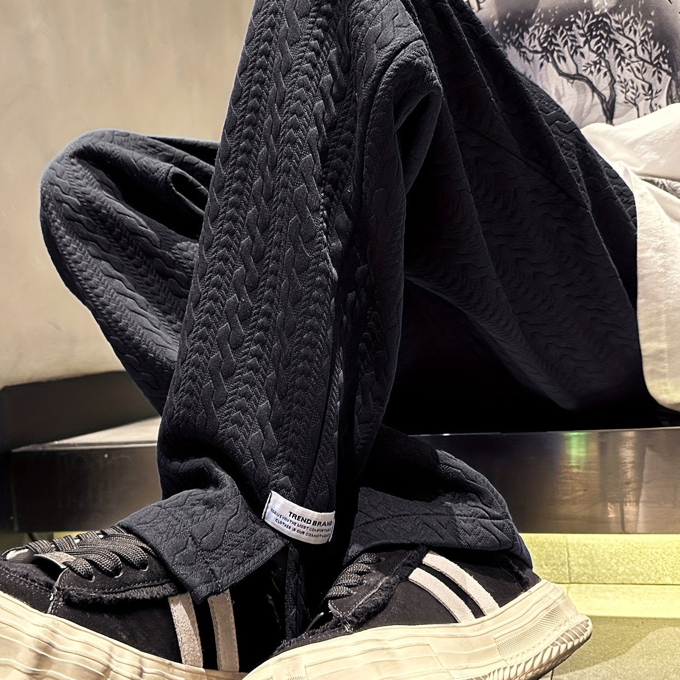 Drawstring Sweatpants Loose Fit Pants Men's Casual Baggy Pants Straight Leg Trousers For Spring Autumn Streetwear