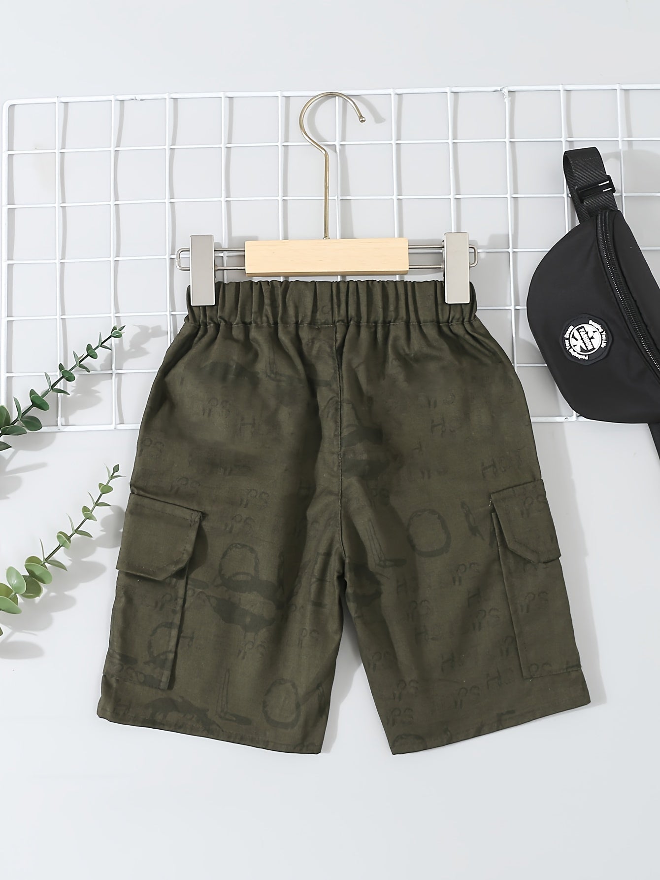 2-Pack Boys Summer Cargo Shorts, Lette Graffiti Elastic Waist Shorts With Pockets, Boys Outdoor Wear