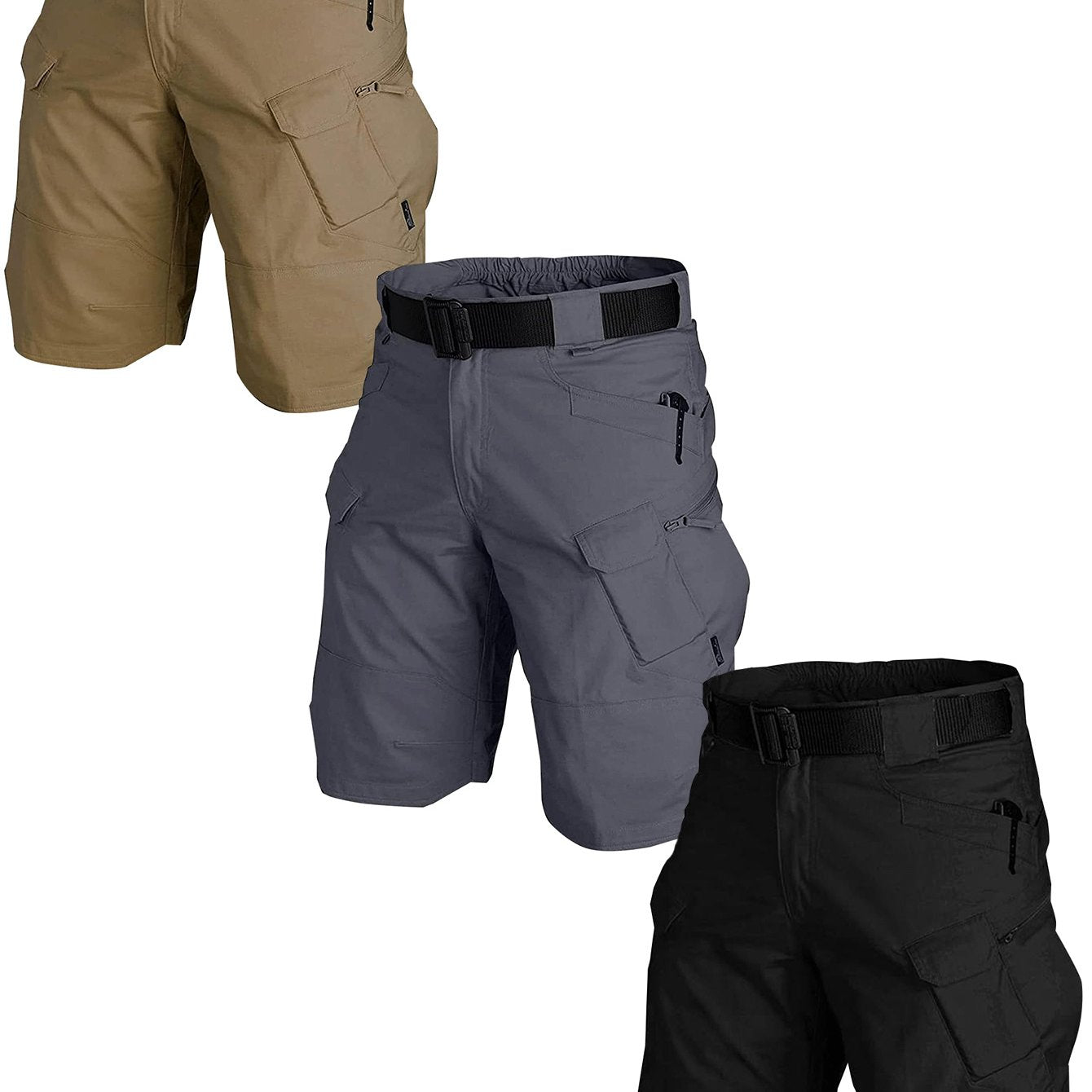 3pc, Men's Waterproof Tactical Shorts Outdoor Cargo Shorts, Lightweight Quick Dry Breathable Hiking Fishing Cargo Shorts