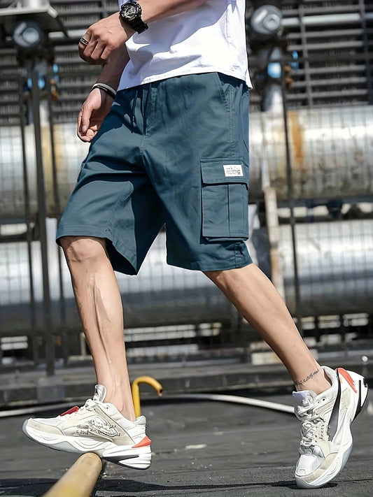 Stylish Multi-Pocket Cargo Shorts - Men's Casual Drawstring Waist Bermuda Shorts for Summer Outdoor Activities - Breathable, Lightweight, and Comfortable