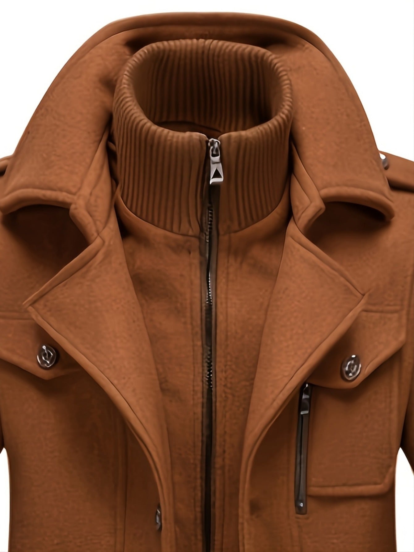 Men's Business Woolen Coat Fashion Double Collar Mid-length Woolen Jacket For Autumn/ Winter
