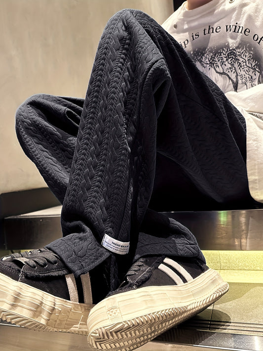 Drawstring Sweatpants Loose Fit Pants Men's Casual Baggy Pants Straight Leg Trousers For Spring Autumn Streetwear