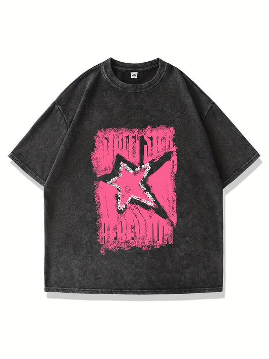 Men's Old Washing Water Creative Pattern Snowflake Shirt Y2K Printed T-shirt