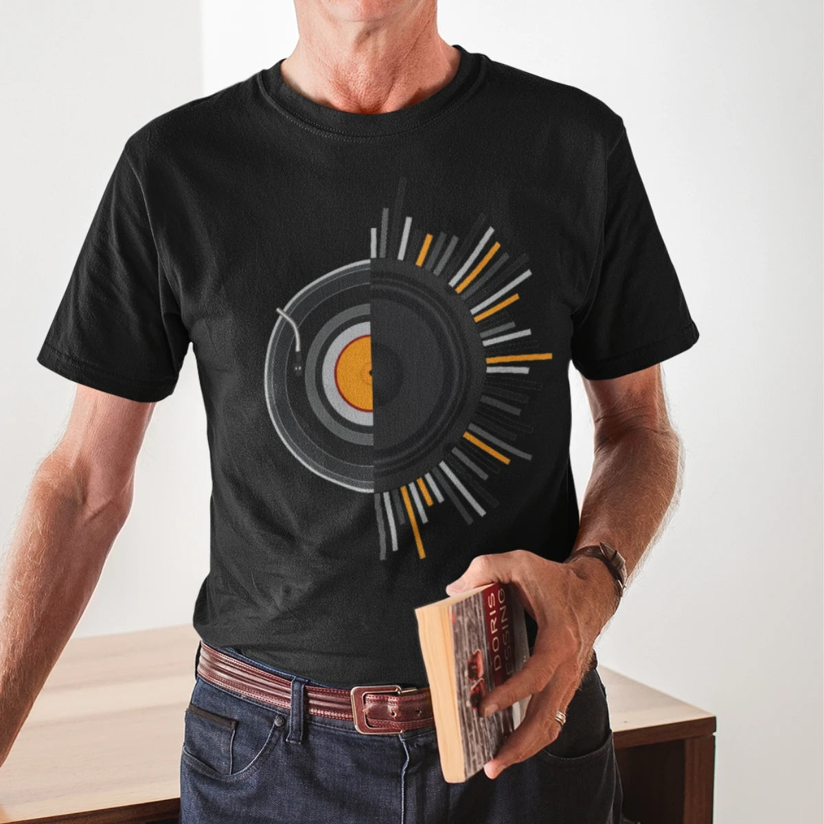Men's T-shirt GuGi Vinyl Disc Speakers Music Retro Rock 70 s CM01