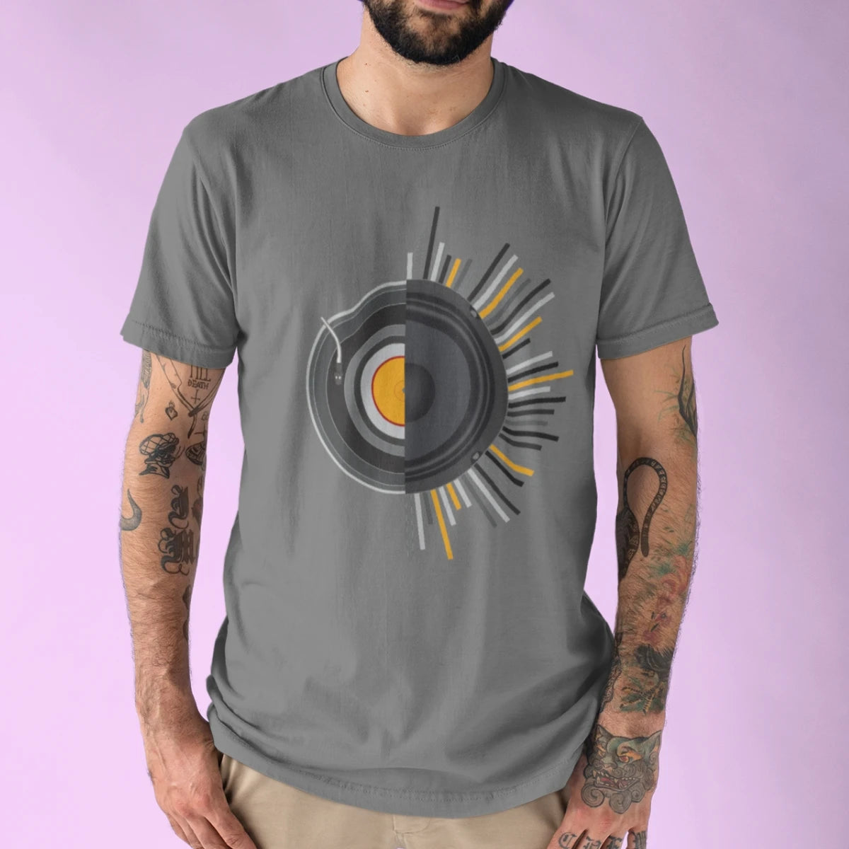 Men's T-shirt GuGi Vinyl Disc Speakers Music Retro Rock 70 s CM01