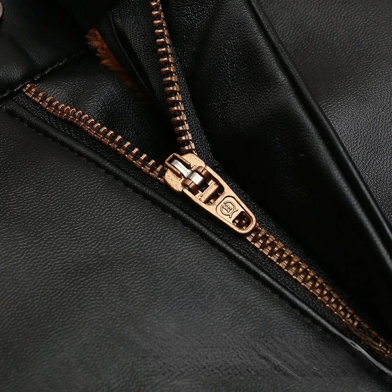 Men's Leather Pants Slim Fit PU Leather Pants Elastic Single Layer Motorcycle Leather Pants Man Waterproof Oil-Proof Young