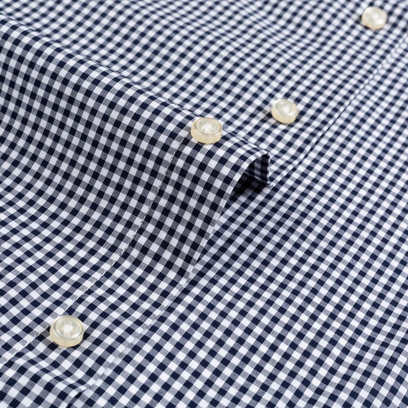 Men's Standard-Fit Long-Sleeve Casual Checked Shirt Single Patch Pocket Button-down Collar Comfortable 100% Cotton Gingham Shirt