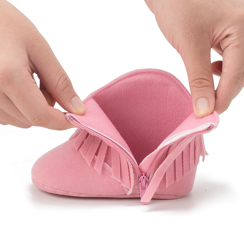 KIDSUN Baby Booties Girl Boy Prewalker Solid Infant Toddler First Walkers Soft Sole Anti-slip Boots Newborn Moccasin