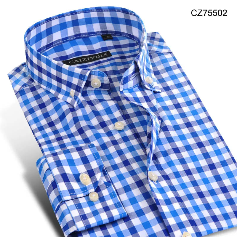 Fashion Plaid Cotton Shirts Men Long Sleeve Button Down Comfort Soft Slim Fit Men's Casual Checked  Shirt