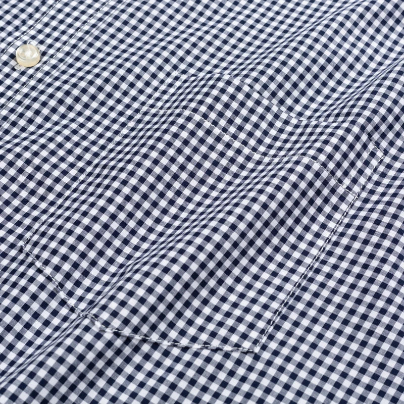 Men's Standard-Fit Long-Sleeve Casual Checked Shirt Single Patch Pocket Button-down Collar Comfortable 100% Cotton Gingham Shirt